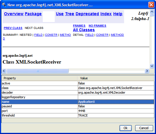 Apache Chainsaw XMLSocketReceiver Configuration