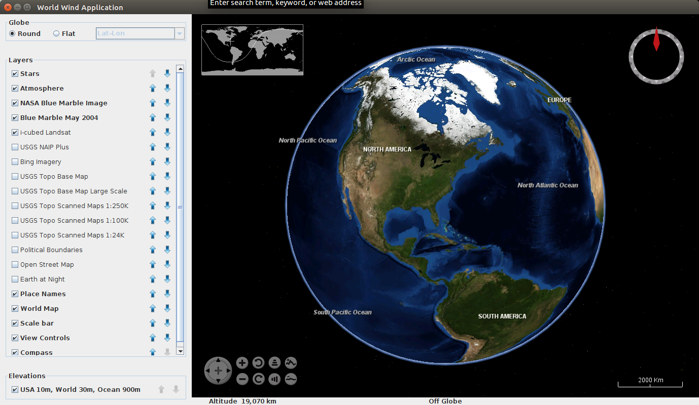 NASA WorldWind default demo