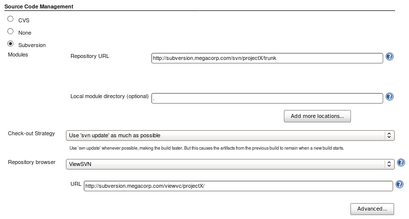 Subversion CM configuration