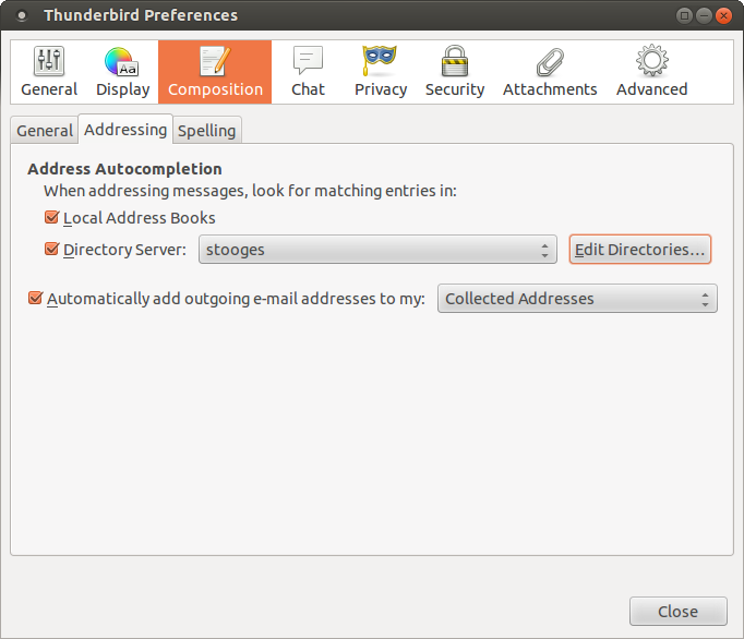 Thunderbird Addressing configuration