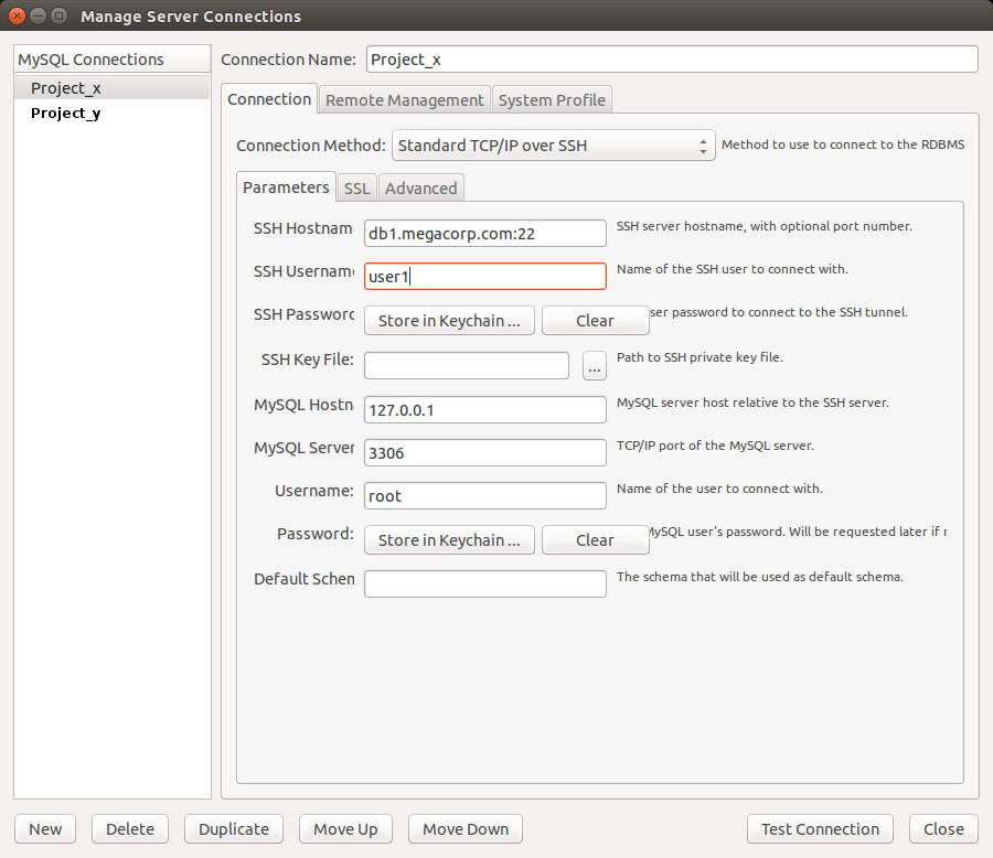 SSH Connection to the DB Server Host with a Local Connection to Port 3306