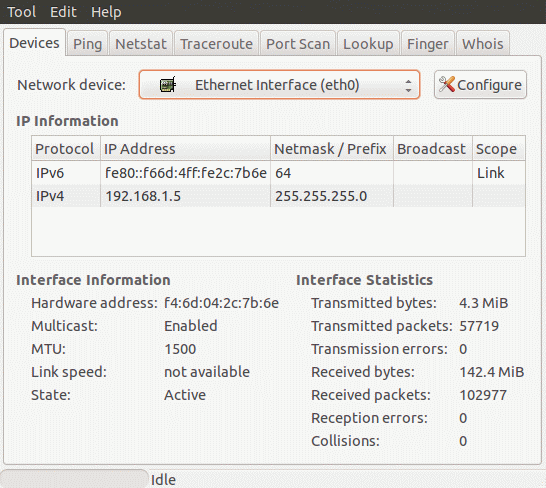 Ubuntu network configuration GUI tool gnome-nettool