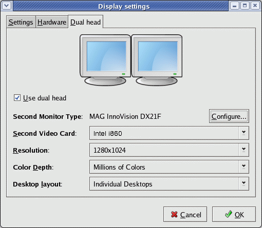 computer screen. Red Hat display system